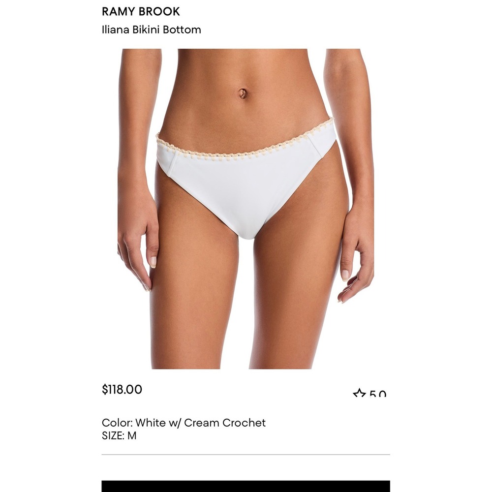 Ramy Brook Iliana Bikini Bottom White Cream Crochet Trim C11238045 Medium